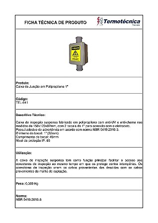 Caixa De Inspecao Suspensa Em Polipropileno C/ 2 Bocais Diam. 1 Pol., Anti-Chama, Anti-Uv, C/ Placa De Advertencia, Ip65