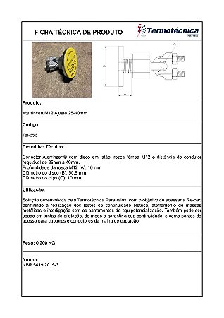Aterrinsert Rosca M12 P/ Rebar Diam.8-10Mm Tel-656 Termotécnica