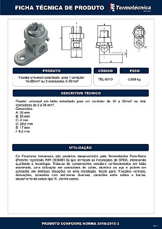 Fixador Universal Estanhado 16-35Mm2 Tel-5019 Termotécnica