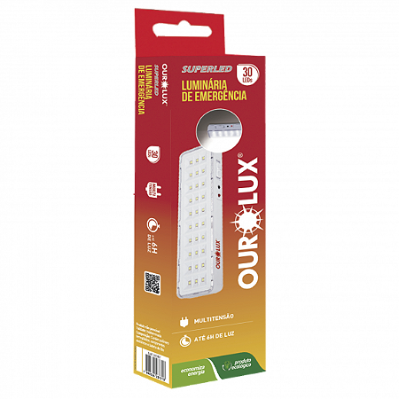 Luminária De Emergencia 30 Leds 2W S/ Alca 01986 Ourolux