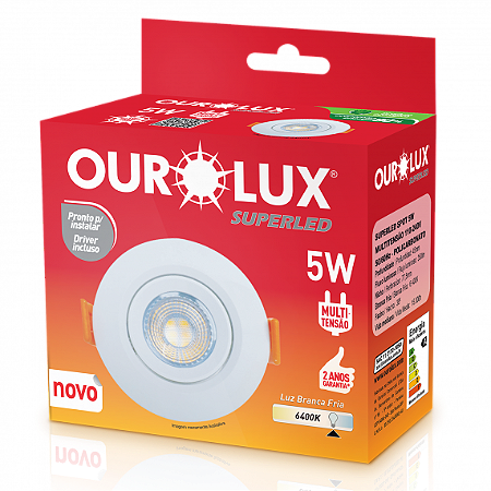 Luminária Superled Spot Redondo 5W 6400K Branco 05600 Ourolux