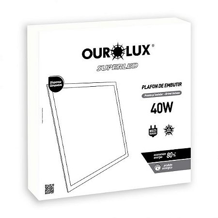Luminária Tipo Plafon Led De Embutir 62X62 40W 4000K 03171 Ourolux