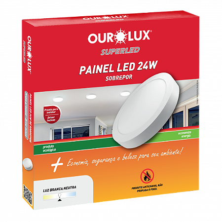 Luminária Tipo Plafon Led Sobrepor 24W 127/220V 6500K Redondo 03212 Ourolux