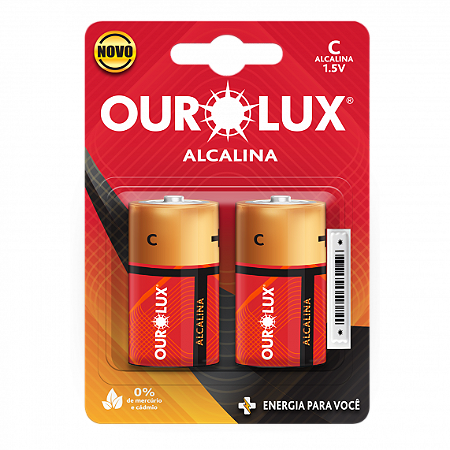 Pilha Alcalina C Blister Com 2Un Cm 100 27340 Ourolux