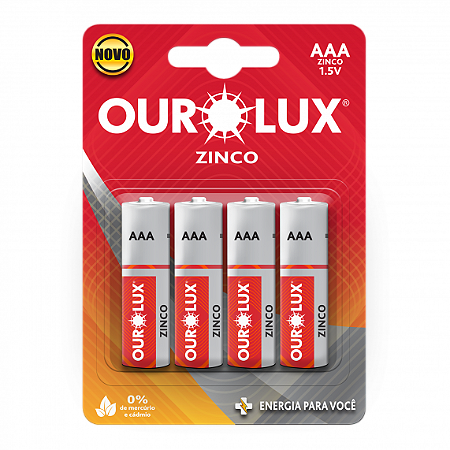 Pilha Comum Aaa Palito 4 Un Cm 384 27025C Ourolux