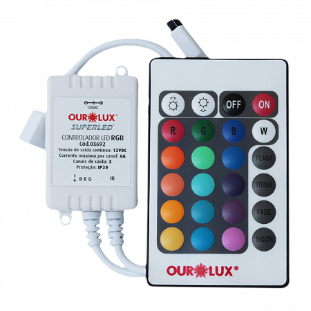 Controlador Rgb C/Controle 3Saida 6A 12V 03692 Ourolux