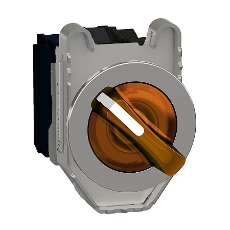 Illuminated Selector Switch Flush Mounted, Metal, Orange, Ø30, 2 Positions, Stay Put, 230...240 V Ac 1 No + 1 Nc XB4FK125M5 SCHNEIDER