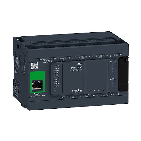 Controlador Lógico Programável - 14 Entradas / 10 Saídas Digitais - Saídas Source (Pnp) - Modbus Tcp/Ethernet Ip/Opc Ua - 24 Vdc TM241CE24T SCHNEIDER