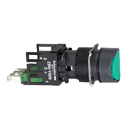 Botao 16Mm Plastico Normal A Impulsao Redondo 1Na 1Nf Verde XB6AA35B SCHNEIDER