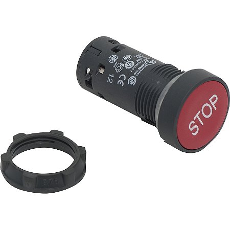 Botão Monobloco Ø22Mm Plástico, Retorno Por Mola, Vermelho, "Stop", Nf XB7NA4234 SCHNEIDER
