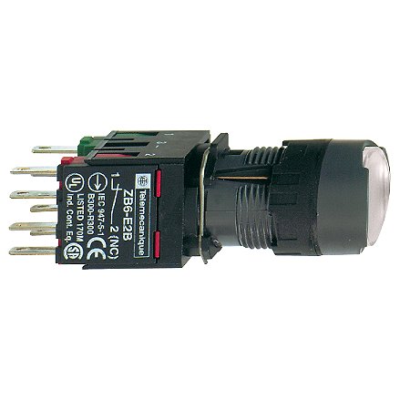Botao 16Mm Plastico Luminoso Com Retencao Redondo Branco 1Na XB6AF1B5B SCHNEIDER
