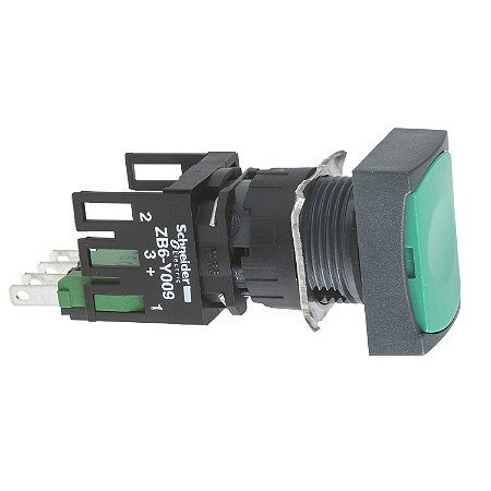 Botao 16Mm Plastico Impulsao Retangular Verde 1Na 1Nf XB6DA35B SCHNEIDER