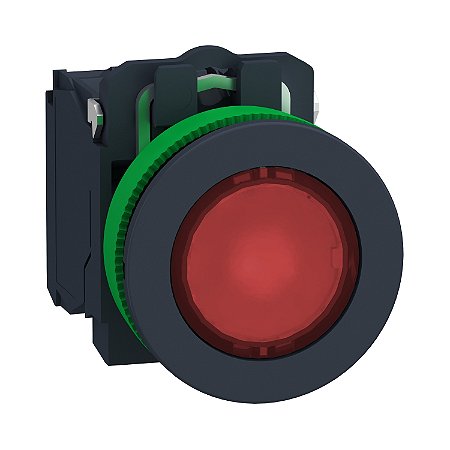 Botão Luminoso Faceado Ø30Mm Plástico, Retorno Por Mola, Vermelho, Na+Nf, 230...240Vca XB5FW34M5 SCHNEIDER