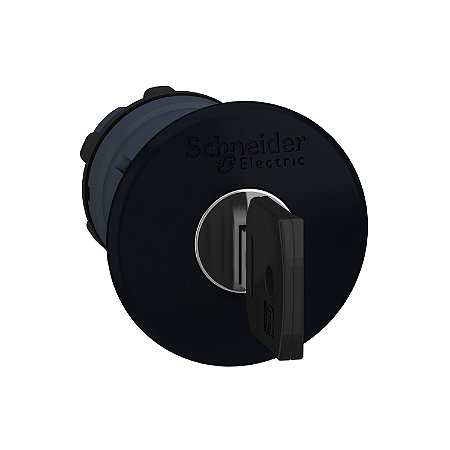 Cabeçote Para Botão Ø22Mm Plástico, Retorno Por Mola, Cogumelo Ø40Mm, Preto, Com Chave ZB5AS12 SCHNEIDER