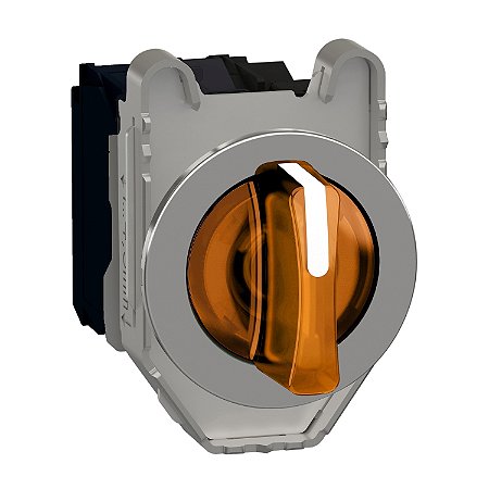 Illuminated Selector Switch Flush Mounted, Metal, Orange, Ø30, 3 Positions, Stay Put, 230...240 V Ac, 1 No + 1 Nc XB4FK135M5 SCHNEIDER
