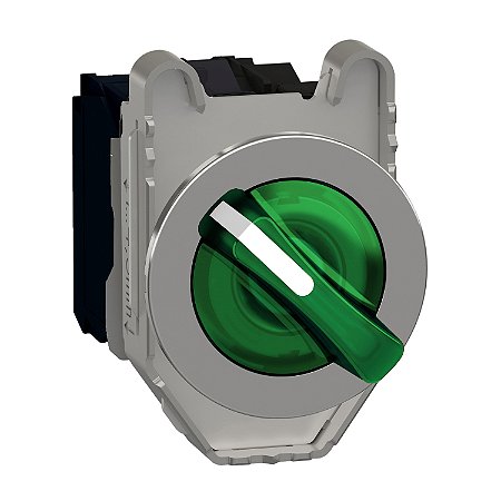 Illuminated Selector Switch Flush Mounted, Metal, Green, Ø30, 3 Positions, Stay Put, 230...240 V Ac 1 No + 1 Nc XB4FK133M5 SCHNEIDER