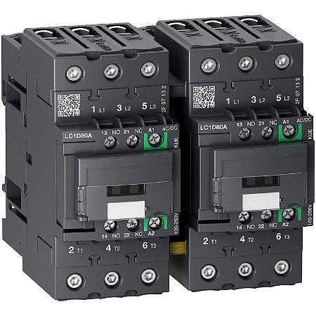Tesys D Reversing Contactor 3P 80A Ac-3 Up To 440V Coil 48-130V Ac/Dc LC2D80AEHE SCHNEIDER