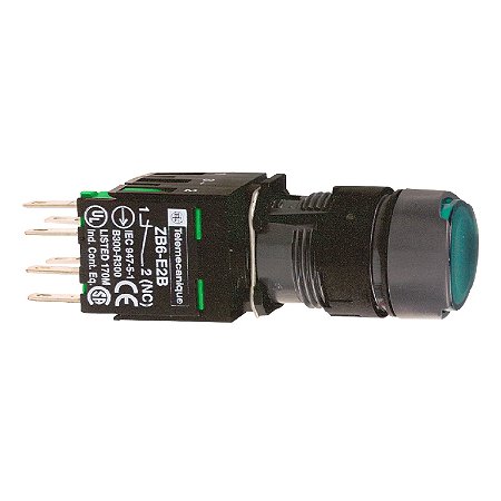 Botao 16Mm Plastico Luminoso Com Retencao Redondo Verde 1Na XB6AF3B1B SCHNEIDER