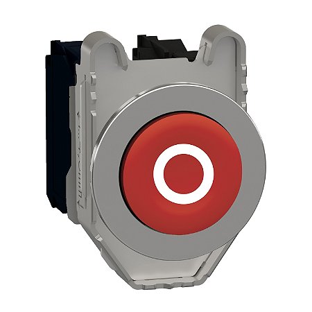Push Button Flush Mounted, Metal, Projecting, Red, Ø30, Spring Return, Marked O, 1 No + 1 Nc XB4FL4325 SCHNEIDER