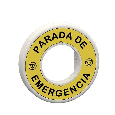 Etiqueta Luminosa Ø60Mm, Plástica, Amarela, Led Branco E Vermelho, Gravação Parada De Emergencia, 24Vca/Cc ZBY9W3B430 SCHNEIDER