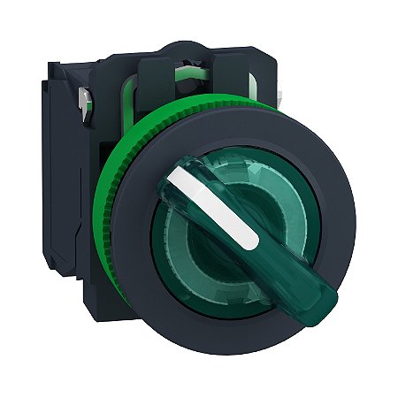 Comutador Luminoso Faceado Ø30Mm Plástico, 2 Posições Fixas, Verde, Na+Nf, 110...120Vac XB5FK123G5 SCHNEIDER