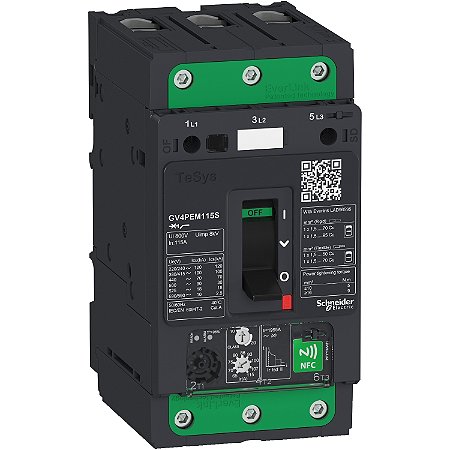 Motor Circuit Breaker, Tesys Gv4, 3P, 3.5A, Icu 100Ka, Thermal Magnetic Multifunction, Everlink Terminals GV4PEM03S SCHNEIDER