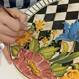 Aula Online de pintura em cerâmica - Floral com Mackenzie