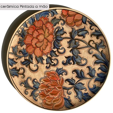 Peça feita à mão por Paula Rizzo - Floral vermelho azul