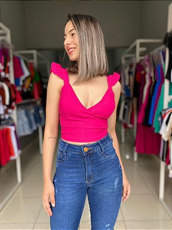 Cropped Alça Babado Bojo Bengaline