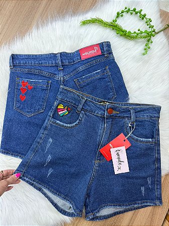 SHORTS JEANS MICRO BARRA BORDADA
