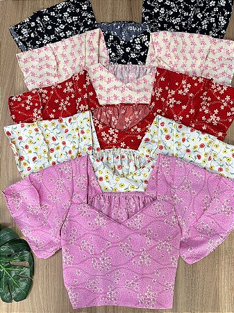 Cropped manga Duna Estampado