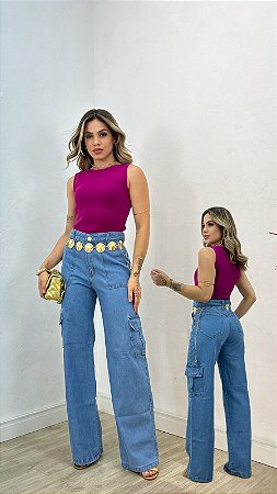 Calça Jeans Cargo Clara