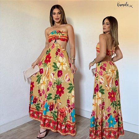 Vestido Brenda Bege Floral