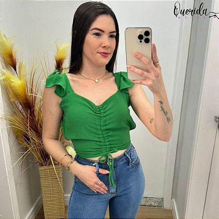 Cropped Amarração Duna Lisa Verde Bandeira