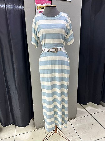 Vestido Listra Azul Claro