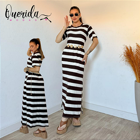 Vestido Listra Marrom