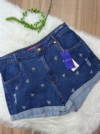 Shorts Jeans Laço Plus Size