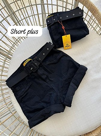 Shorts Jeans Preto Plus Size