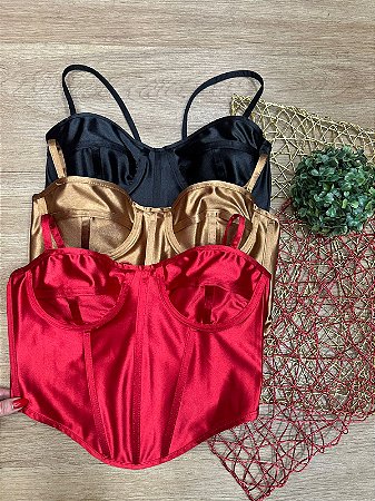 Cropped Corselet Alça Acetinado