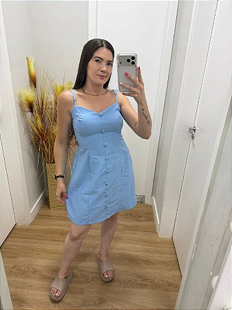 Vestido Marrant Botões Azul