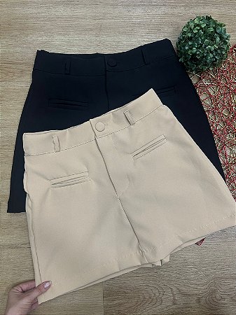 Saia Shorts Alfaiataria Bolso Fake