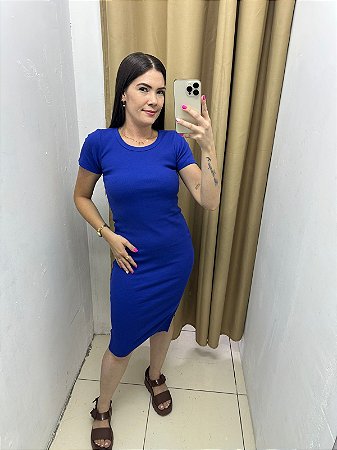 Vestido Ribana Manga Azul Bic