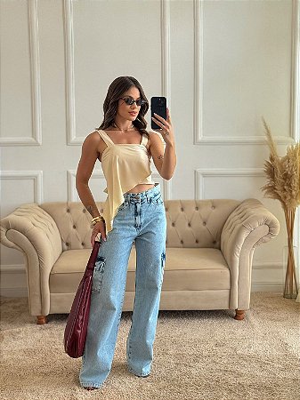 Calça Wide Leg Cargo Clara