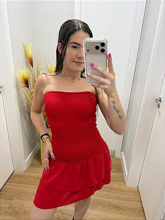 Vestido Lastex Bata Vermelho