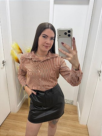 Camisa Social Listra fina Terra Cota