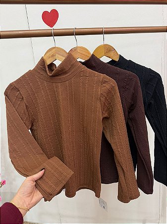 Blusa Detalhes Gola Monga Manga Longa