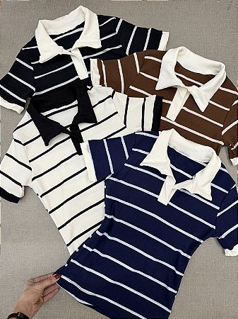 Blusa Ribana listrada Gola Pollo