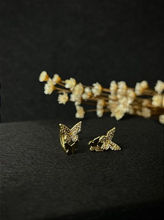 Brinco borboleta Cravejado