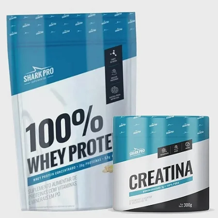WHEY 100% (900g) + CREATINA PURA (300G) - SHARK PRO