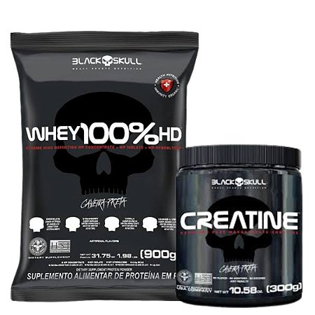 WHEY 100% HD (900g) + CREATINA (300g) - BLACK SKULL